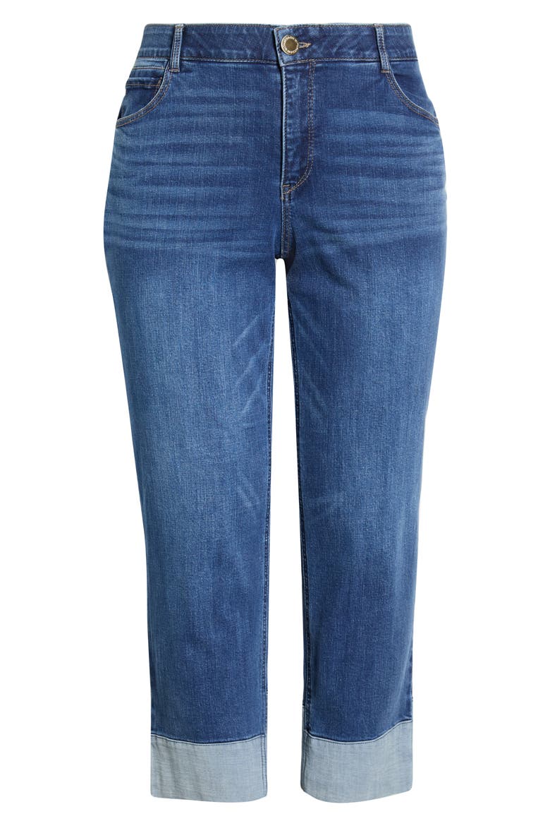 Round-Up High Waist Cuffed Boyfriend Jeans, Alternate, color, BLUE