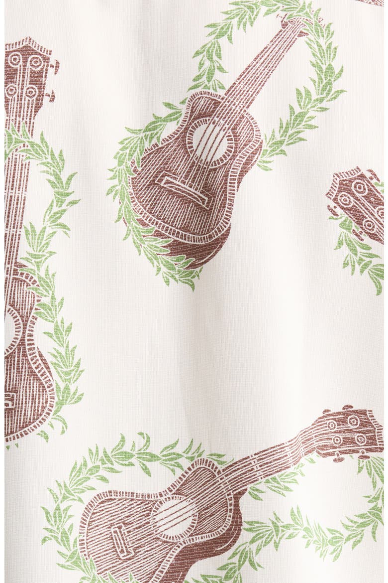 Ukulele Mele Print Short Sleeve Button-Up Shirt, Alternate, color, WHITE