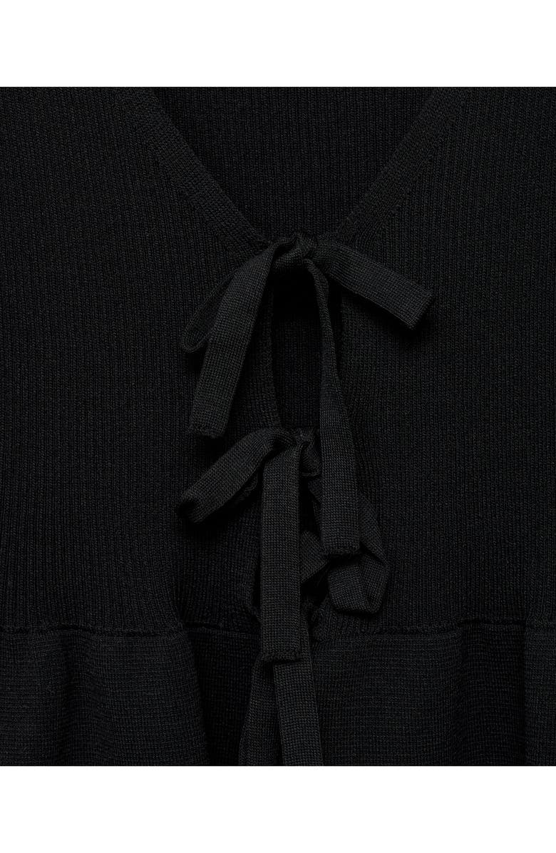 MANGO Tie Front Cardigan, Alternate, color, Black