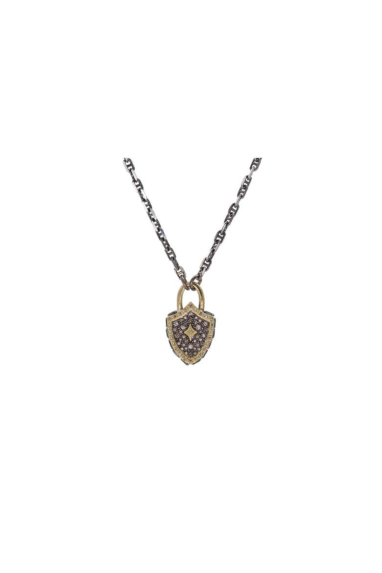 Dia Pavé Diamond Shield Pendant Necklace, Main, color, SILVER