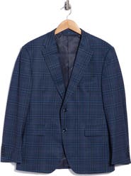 Duchamp Plaid Stretch Knit Sport Coat