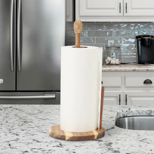 Megachef 14 Inch Acacia Wood Paper Towel Holder In Multi