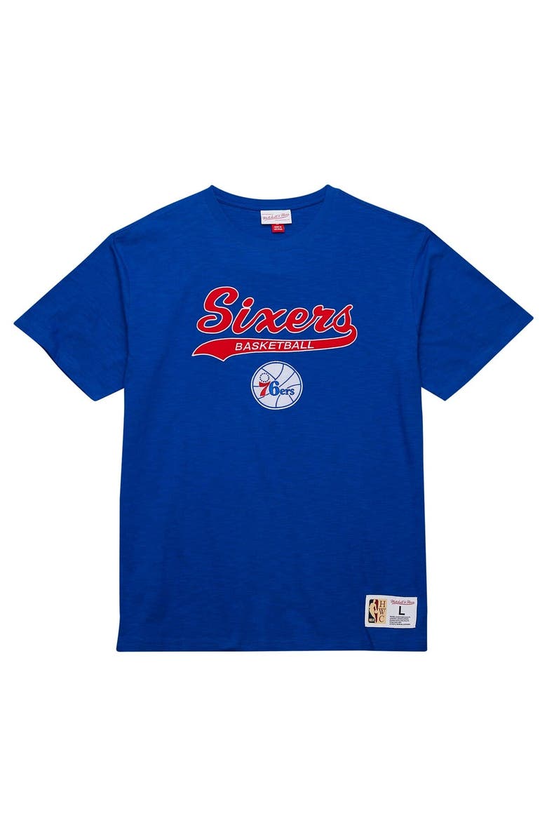 Mitchell & Ness Men's Mitchell & Ness Royal Philadelphia 76ers Hardwood Classics Felt Applique Slub T-Shirt, Alternate, color, Royal