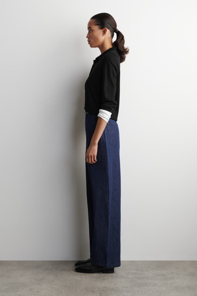 Wide-Leg Denim Pants, Alternate, color, DARK BLUE