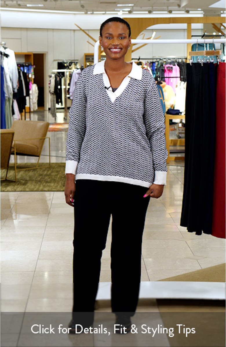 Two-Tone Jacquard Cotton Blend Sweater, sales video thumbnail