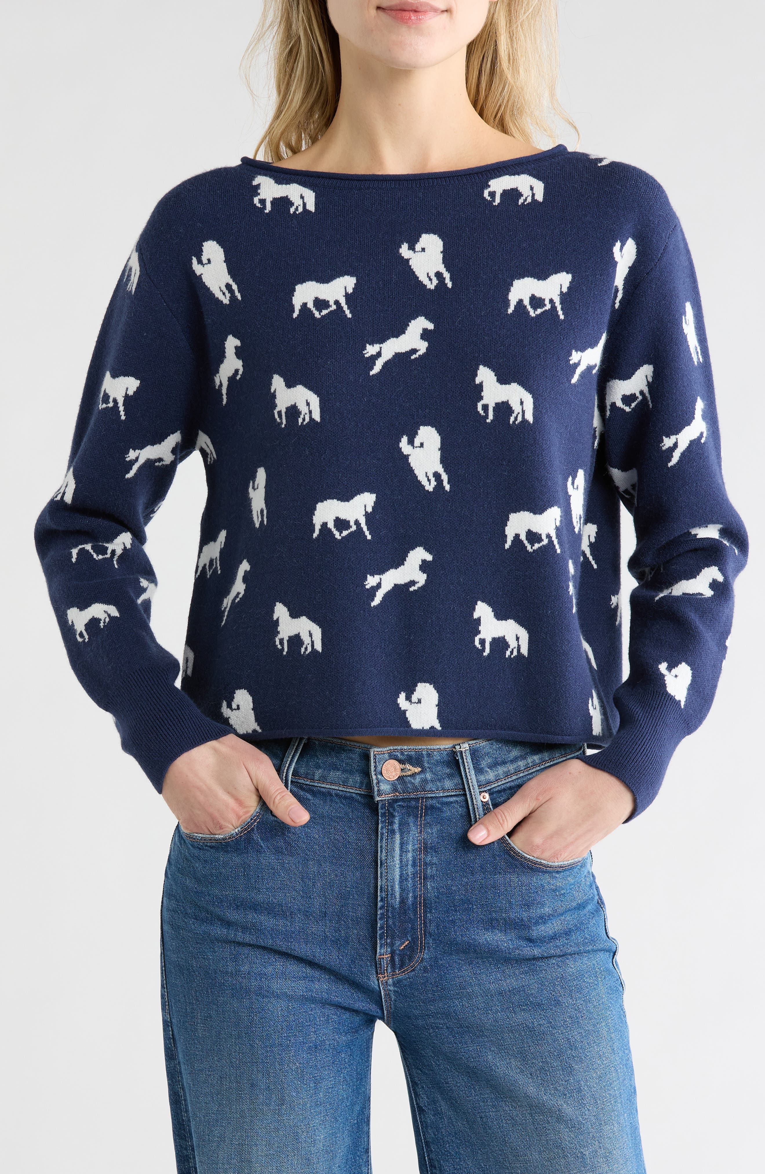 Vigoss Horse Crop Pullover Sweater