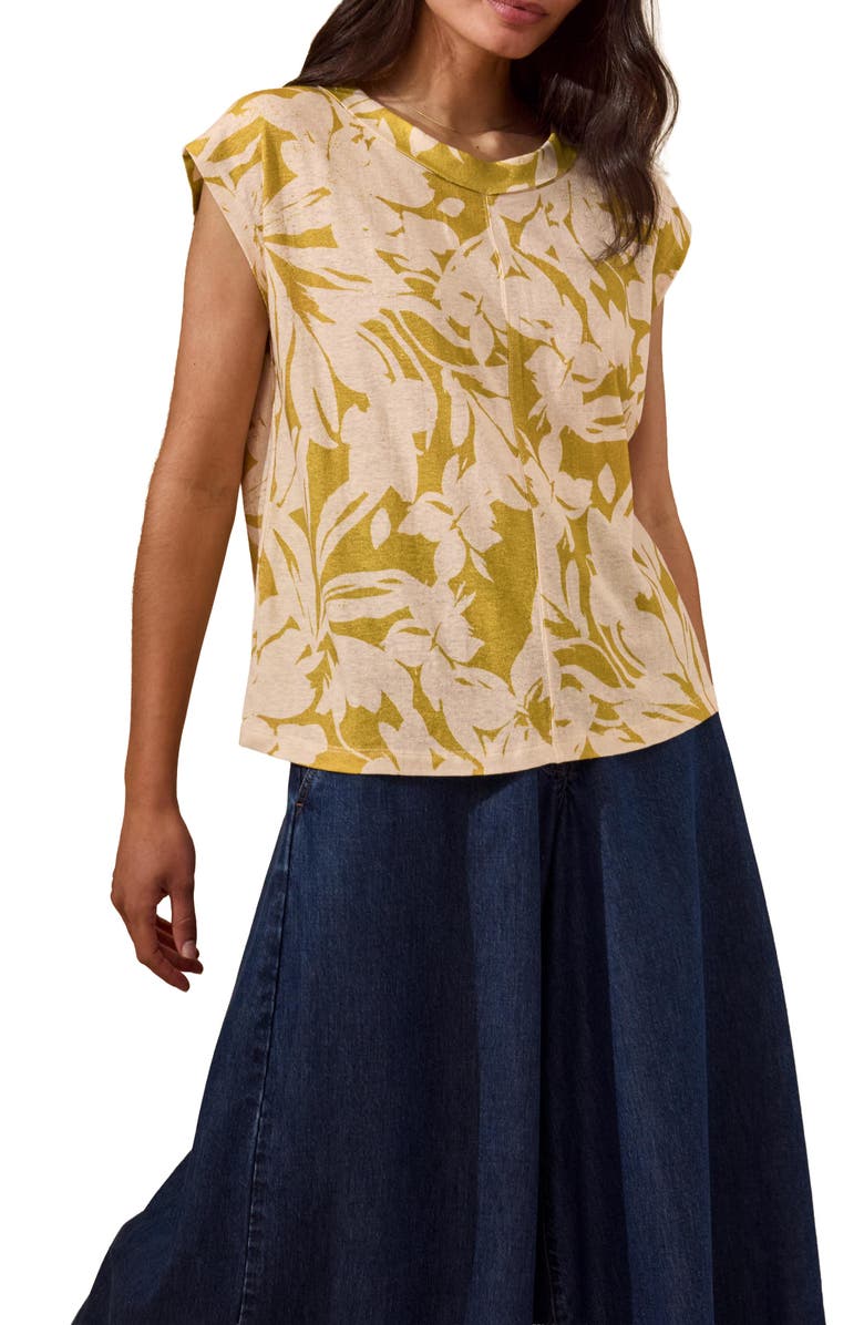 Celtic & Co. Sleeveless Floral Jersey Top, Alternate, color, Moss Floral