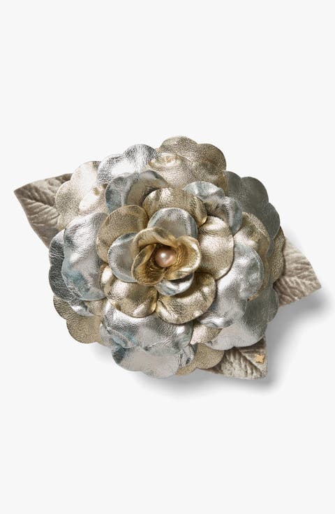 The Large Platinum Gardenia Floral Brooch