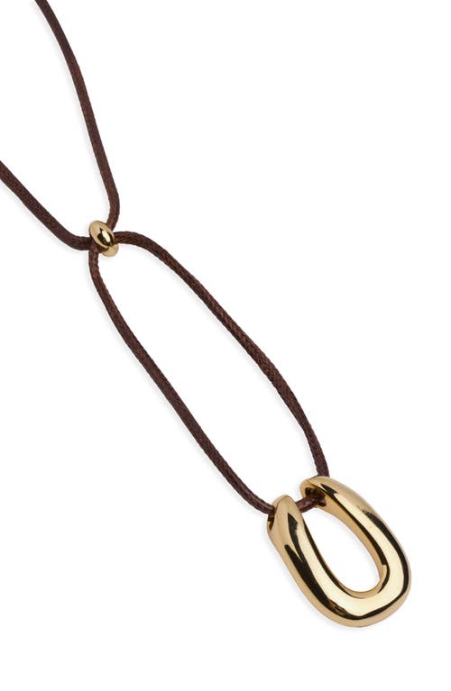 Argento Vivo Sterling Silver Serena Horseshoe Pendant Cord Necklace In Gold