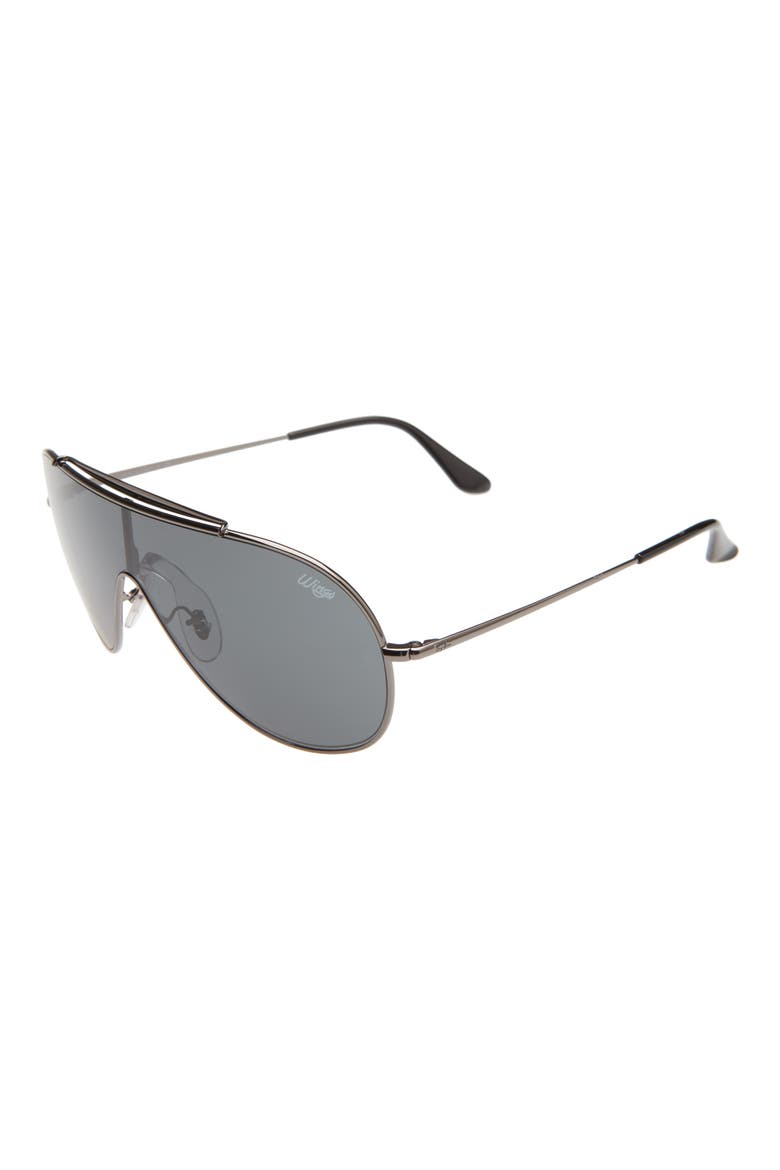 Wings 134mm Pilot Shield Sunglasses, Alternate, color, GUNMETAL/ DARK GREY