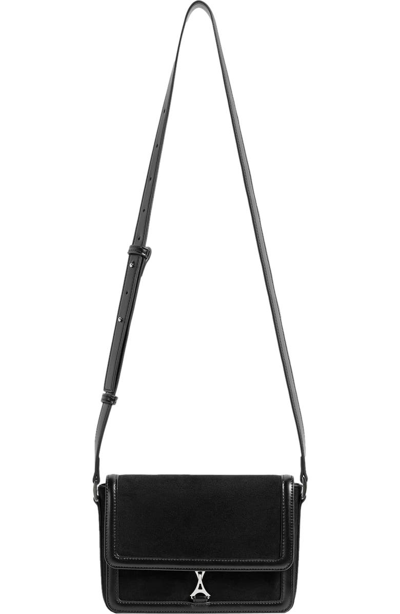 Manière De Voir Suede & Leather Crossbody Bag, Main, color, Black