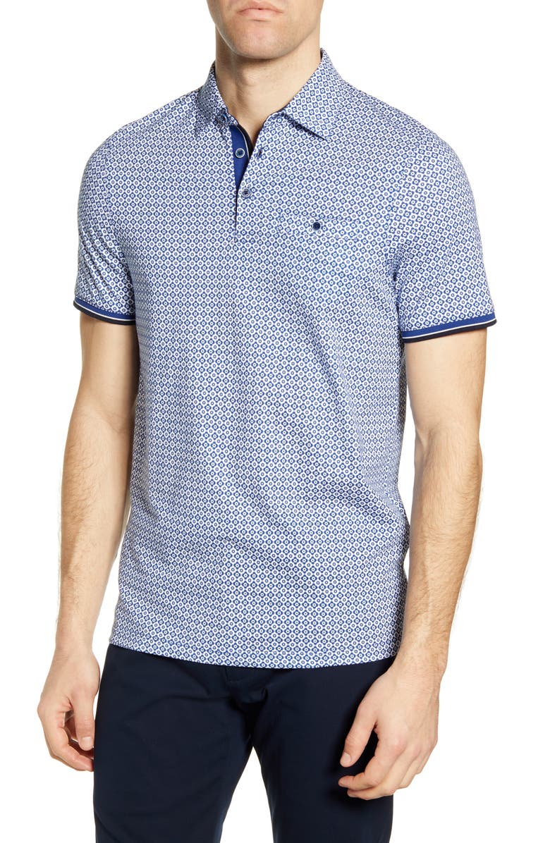 Ted Baker London Geometric Print Slim Fit Polo, Main, color, 