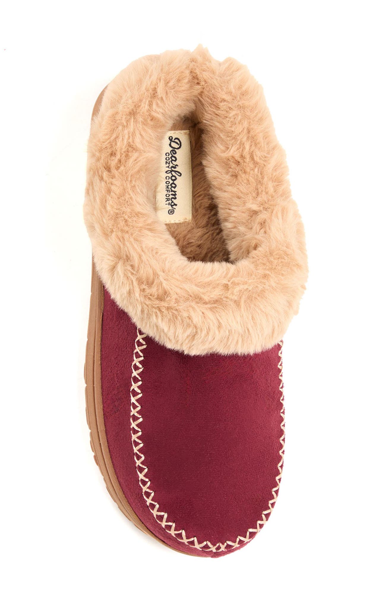 Microsuede Moc Toe Clog Slipper, Alternate, color, BERRY