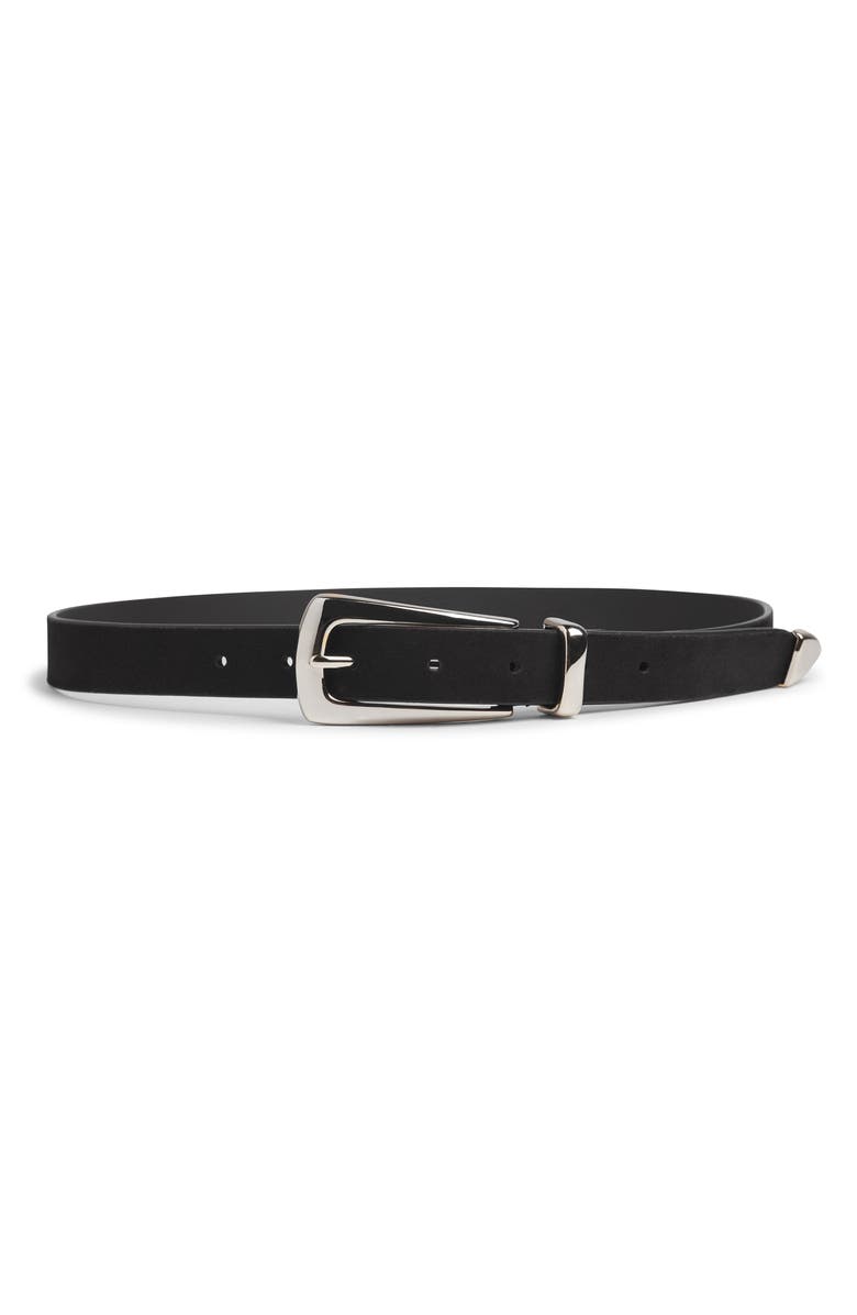 Favorite Daughter The Suede Statement Belt, Main, color, Black/ Polished Nickel