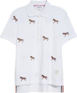 Thom Browne Horse Embroidered Half Drop Short Sleeve Polo