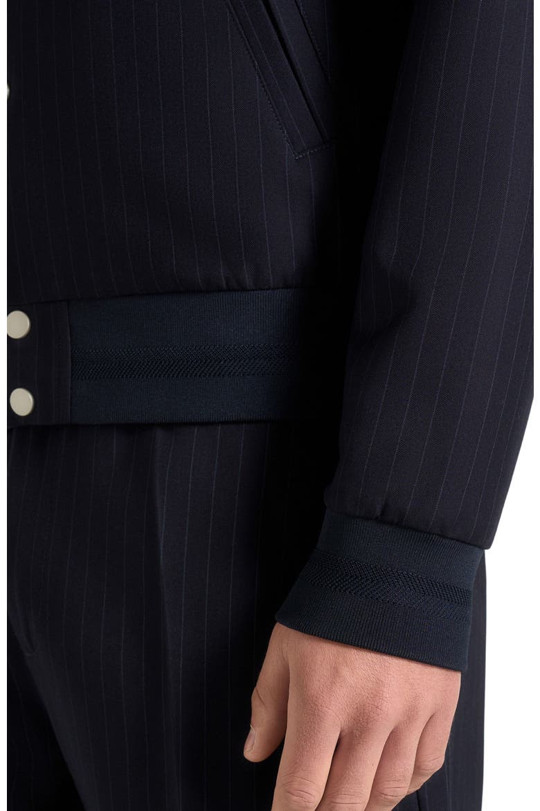 Savin Pinstripe Bomber Jacket, Alternate, color, Navy