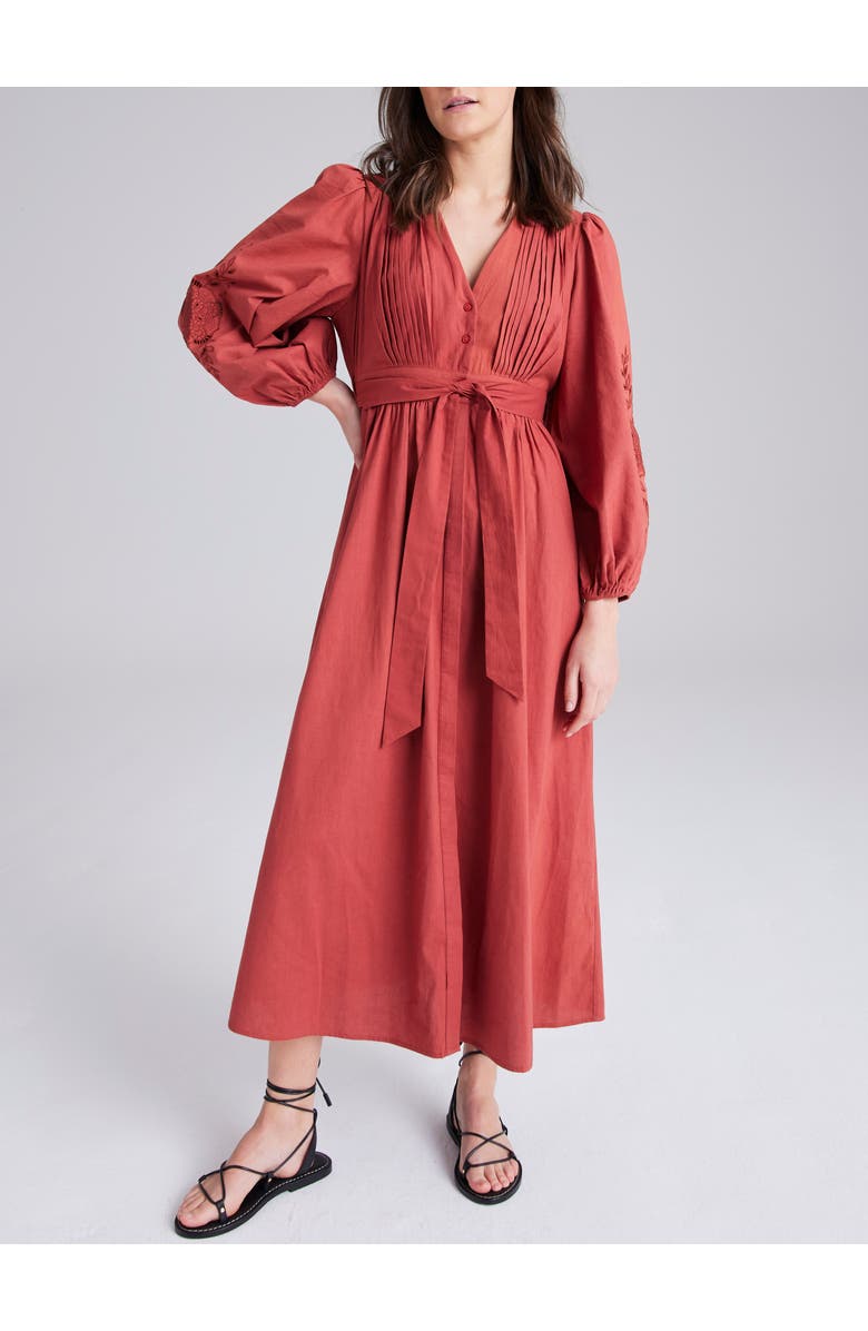 Cape Cove Carla Embroidered Dress, Main, color, Rust