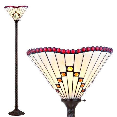 Smith Tiffany-Style 70.5" Torchiere LED Floor Lamp, Bronze