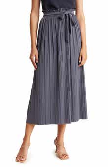 Tie Waist Pleated Paperbag Skirt