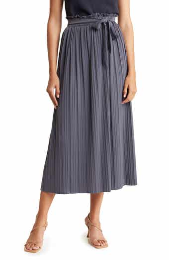 Tie Waist Pleated Paperbag Skirt