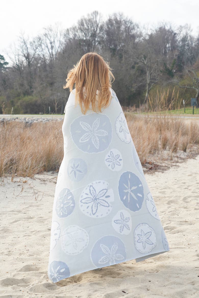 Sand Dollar Pattern Indoor and Outdoor Throw Blanket, Alternate, color, Blue