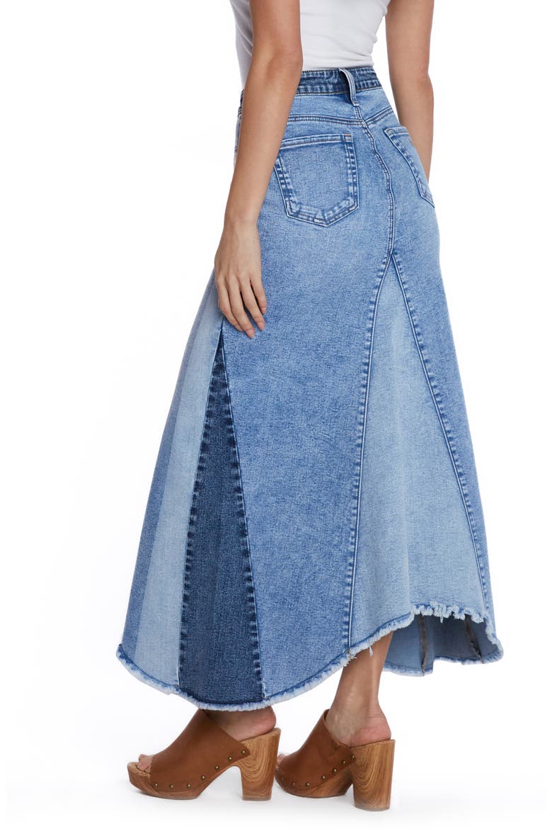 Patchwork Denim Maxi Skirt, Alternate, color, PATCH BLUES