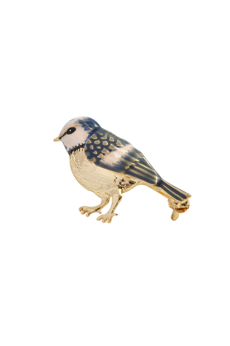 Enamel Blue Tit Brooch, Main, color, Multi & Gold