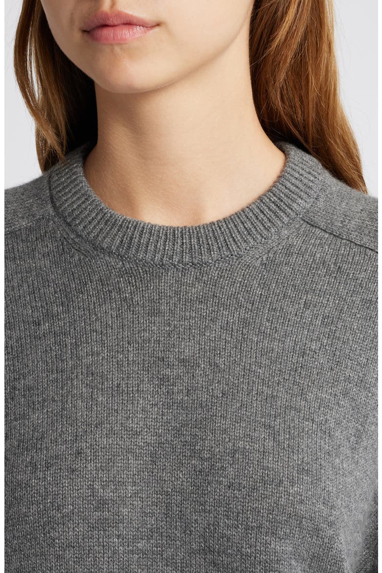 Cashmere Crewneck Crop Sweater, Alternate, color, LIGHT CHARCOAL