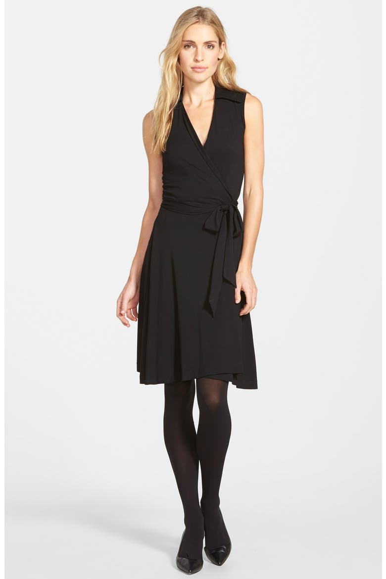 Sleeveless Wrap Jersey Dress (Nordstrom Exclusive), Alternate, color, RICH BLACK