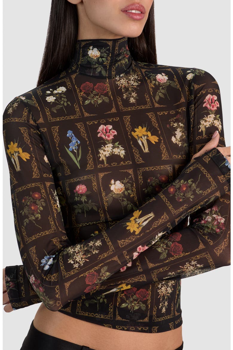 Delaina Printed Turtleneck Top, Alternate, color, GALLERY GARDEN
