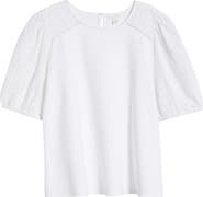 Caslon® Eyelet Embroidered Puff Sleeve Top