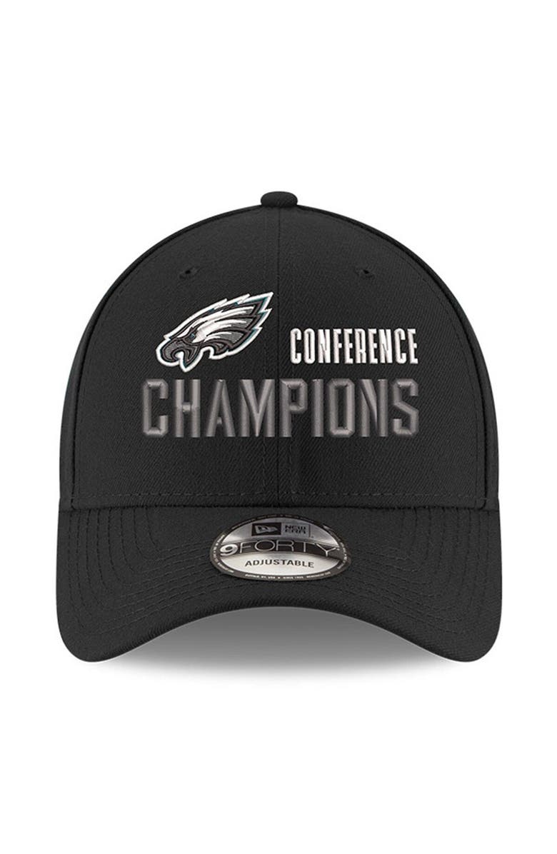 New Era Men's New Era  Black Philadelphia Eagles 2022 NFC Champions Replica 9FORTY Adjustable Hat, Alternate, color, 