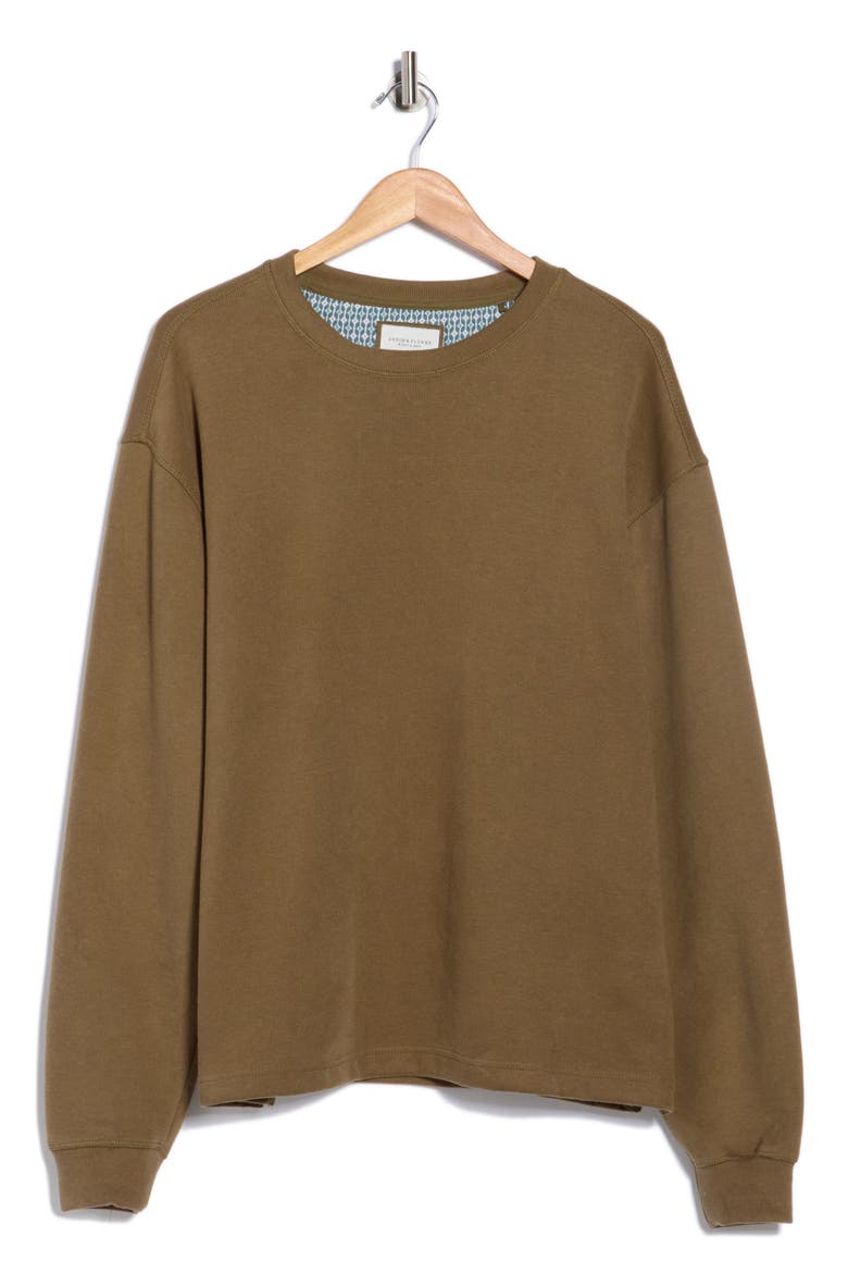 Crewneck Long Sleeve T-Shirt, Alternate, color, DARK KHAKI