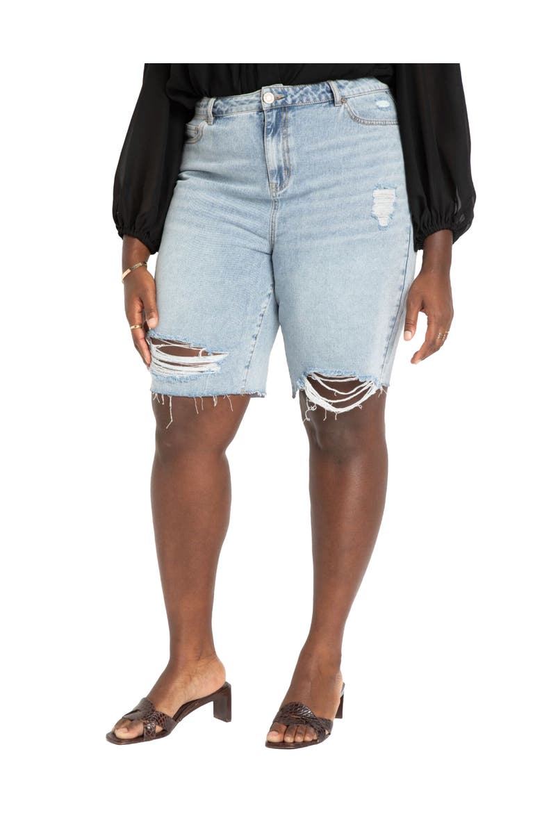 ELOQUII City Shorts, Main, color, Light Wash