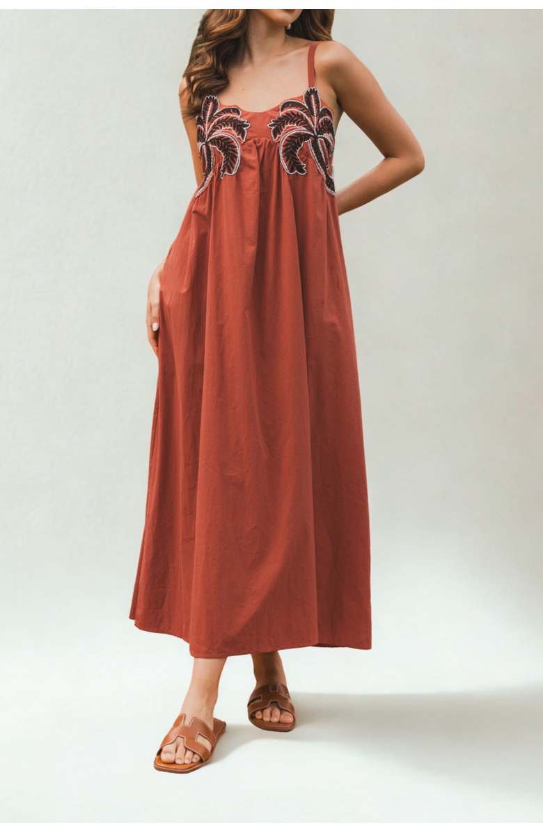 Label of Love Alice Embroidered Maxi Dress, Main, color, Cinnamon