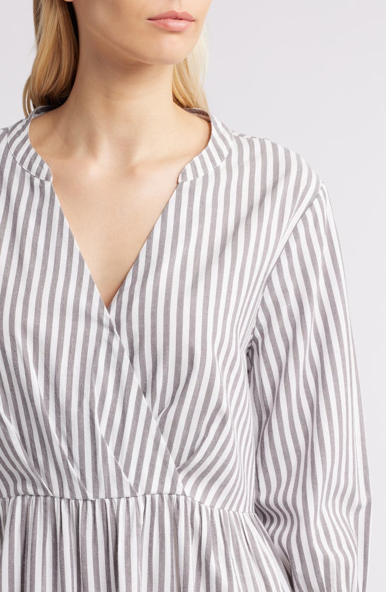 beachlunchlounge Azalea Stripe Tiered Cotton Blend Dress, Alternate, color, Silver Lining