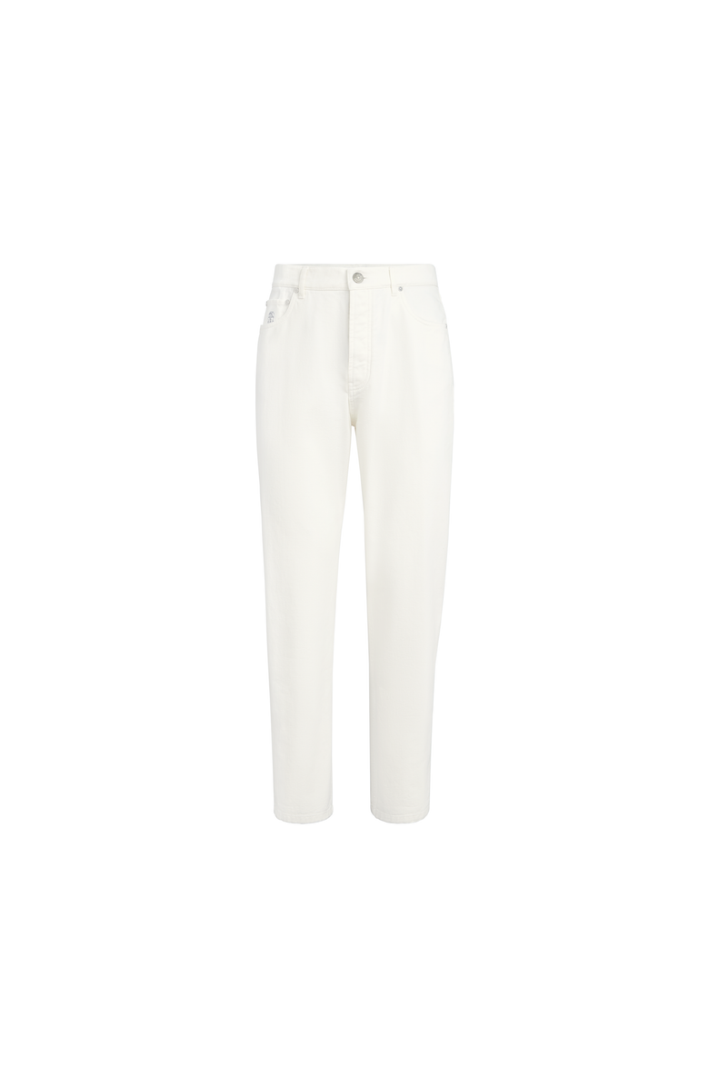Brunello Cucinelli Garment-dyed denim trousers, Alternate, color, Snow