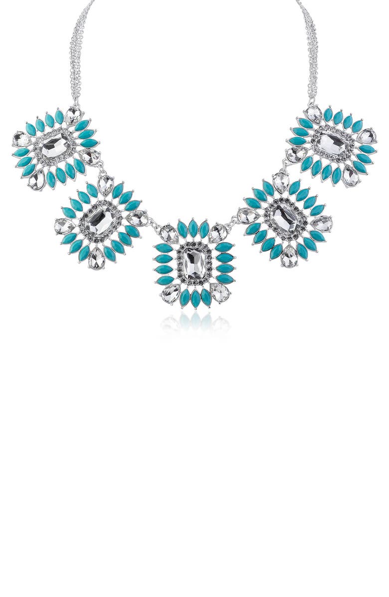 JARDIN Turquoise & Crystal Southwest Necklace, Main, color, Blue/ Silver