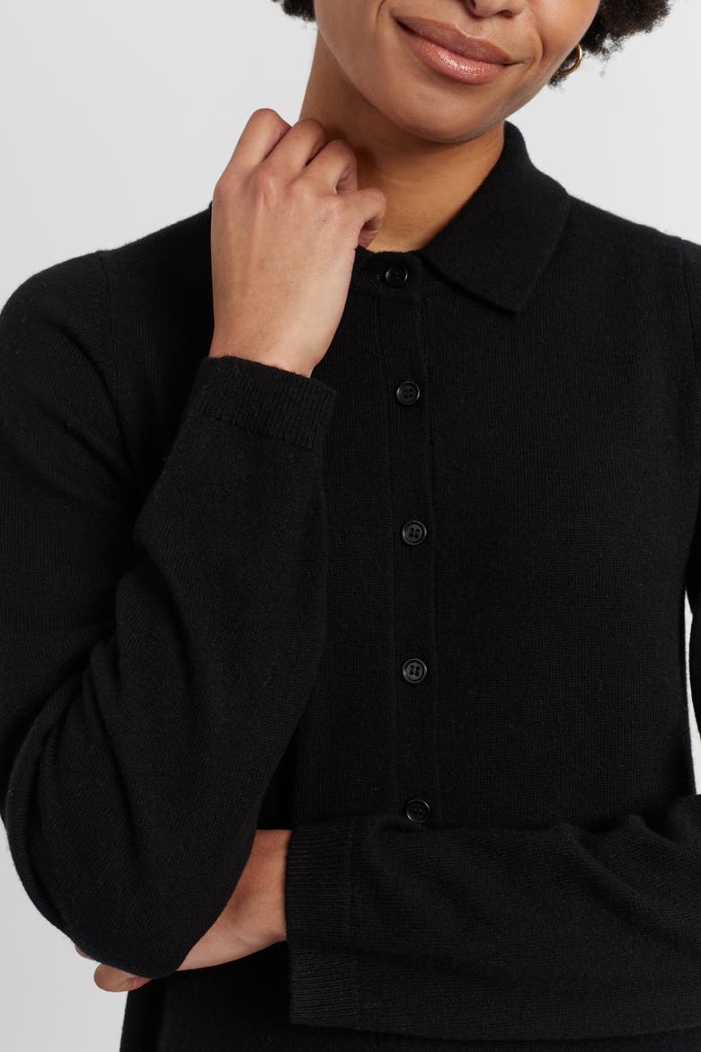 Wool-Cashmere A-Line Polo Dress, Alternate, color, Black