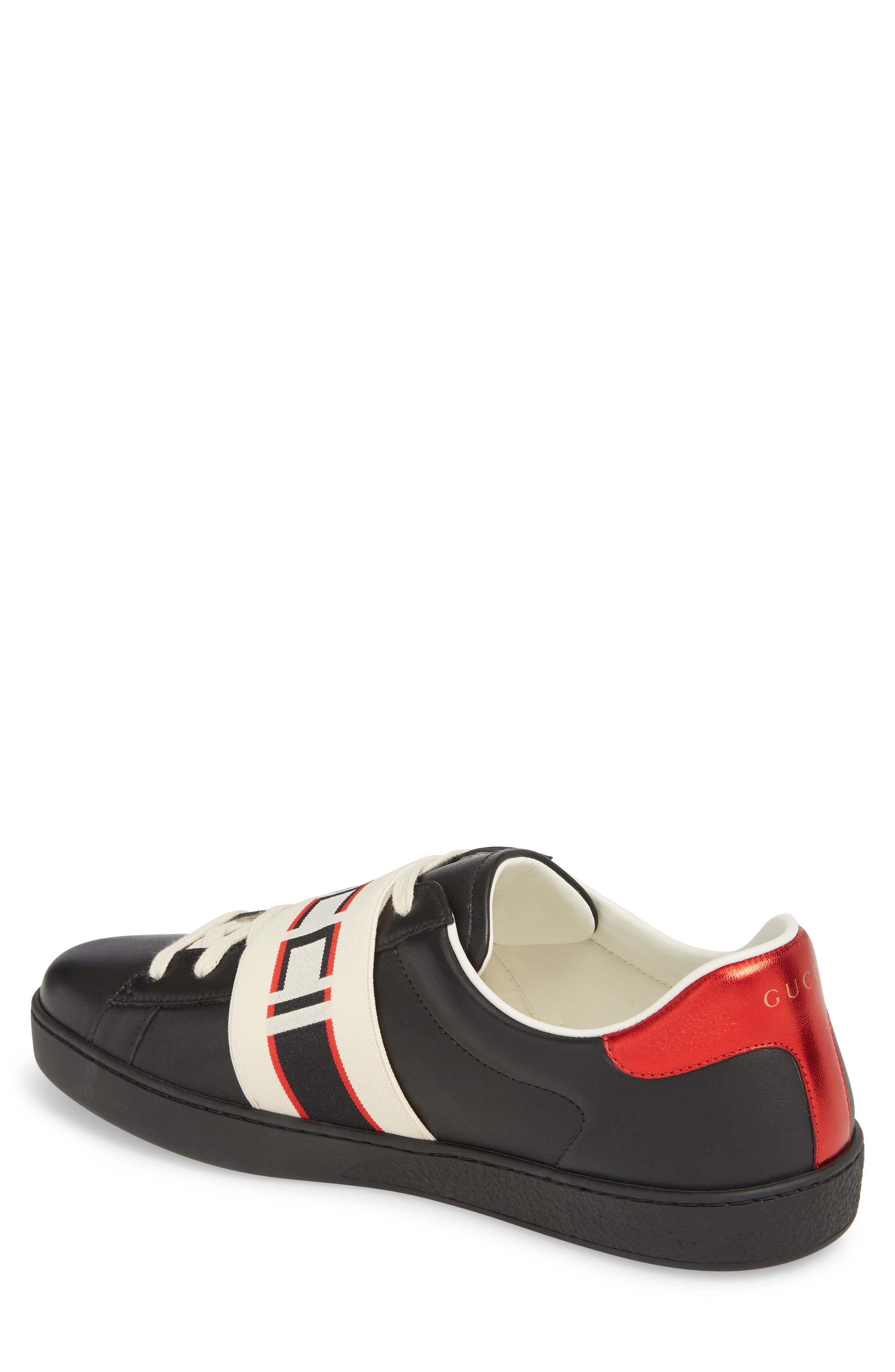 Gucci New Ace Stripe Leather Sneaker, Alternate, color, 