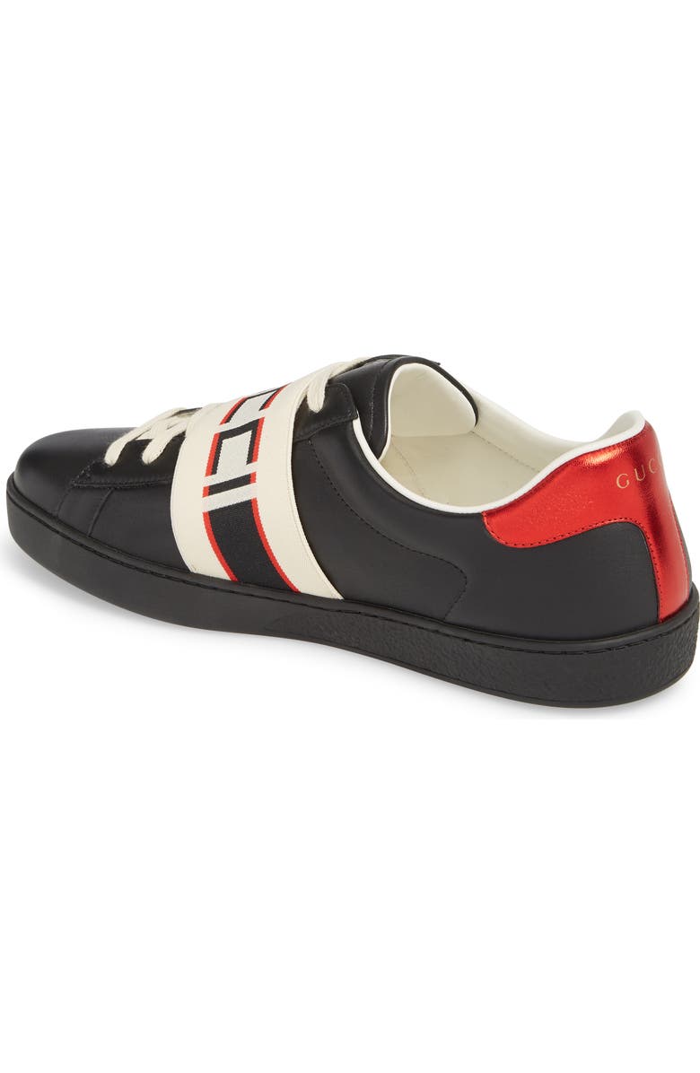 Gucci New Ace Stripe Leather Sneaker, Alternate, color,