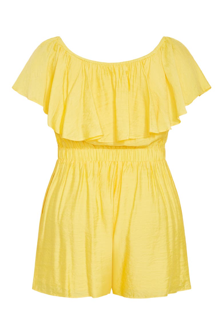 Serene Ruffl Off-the-Shoulder Romper, Alternate, color, SUNSHINE