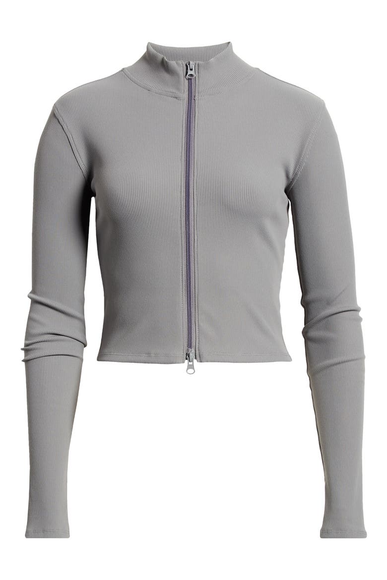 Rib Mock Neck Zip-Up Jacket, Alternate, color, GREY PEARL