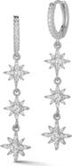 GLAZE JEWELRY Sterling Silver CZ Celestial Star Drop Huggie Hoop Earrings