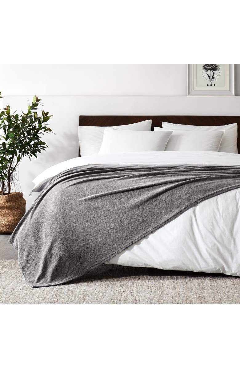 Bare Home Lightweight Polar Fleece Throw Blanket, Alternate, color, Heather Light Grey