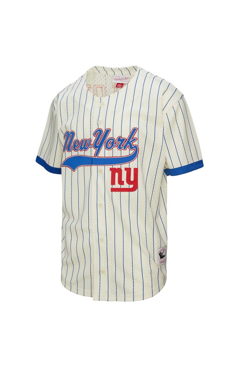 Mitchell & Ness Men's Mitchell & Ness Lawrence Taylor Cream New York Giants Name & Number Mesh Button-Up Baseball Jersey, Alternate, color, Cream