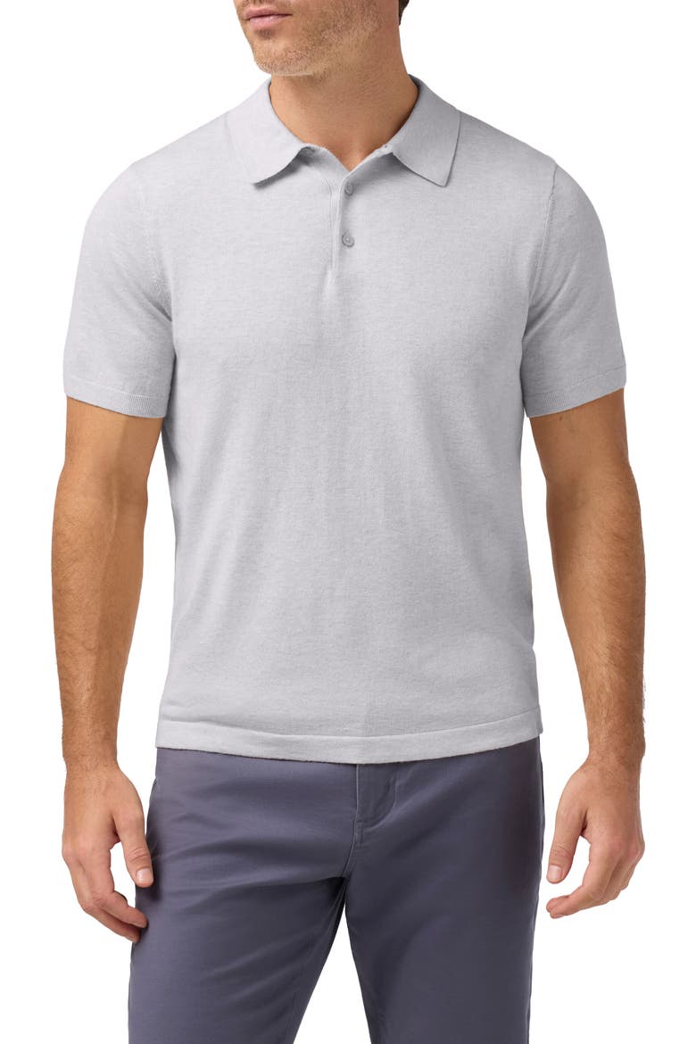 Ashe Cotton Blend Performance Sweater Polo, Main, color, LIGHT GRAY HEATHER