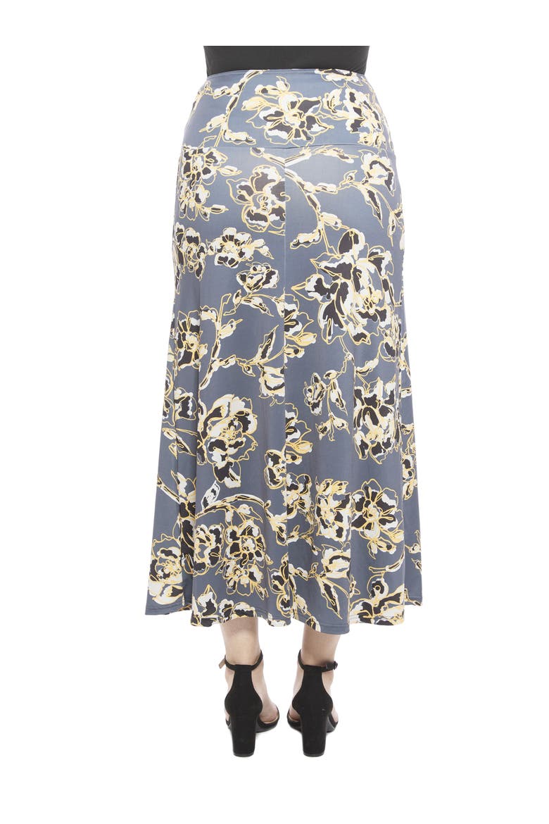 Womens Floral Elastic Waist A-Line Maxi Skirt, Alternate, color, Grey Multi