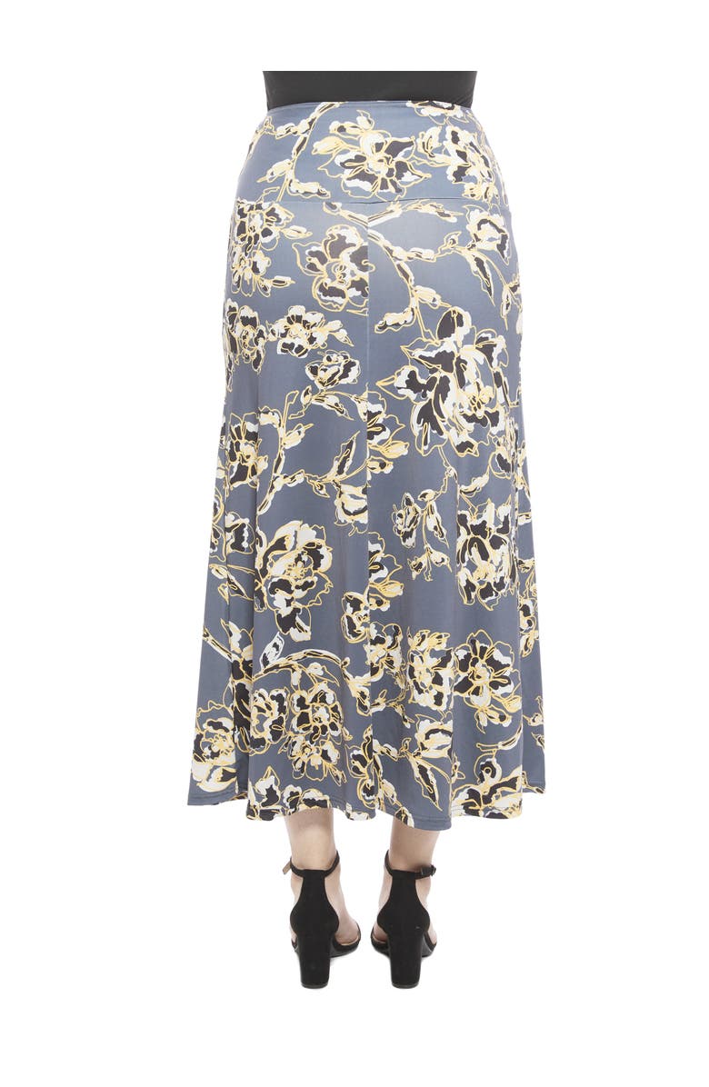 24seven Comfort Apparel Womens Floral Elastic Waist A-Line Maxi Skirt, Alternate, color, Grey Multi
