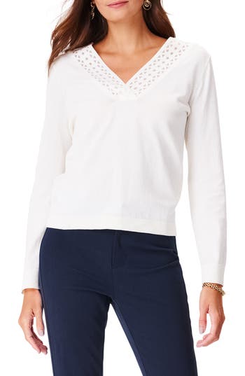 Nic + Zoe Women's Polished Up Cotton-blend Sweater In Classic Cream